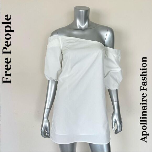 FREE PEOPLE CARLIE TUNIC DRESS WHITE MEDIUM NWT - Picture 2 of 4